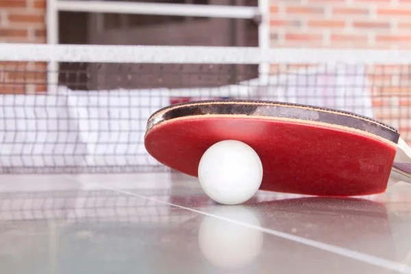 table tennis match close up